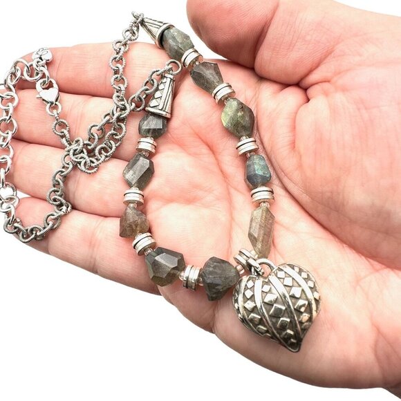 Brighton Womens Necklace Silver Labradorite & Heart Pendant 16 - 18 Inch - Picture 4 of 4